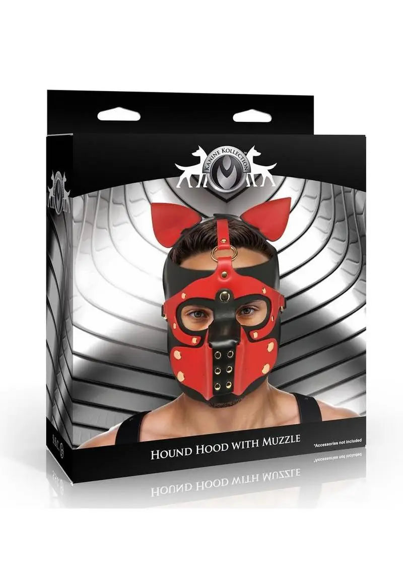 Master Series Hound Hood with Muzzle – Red/Black