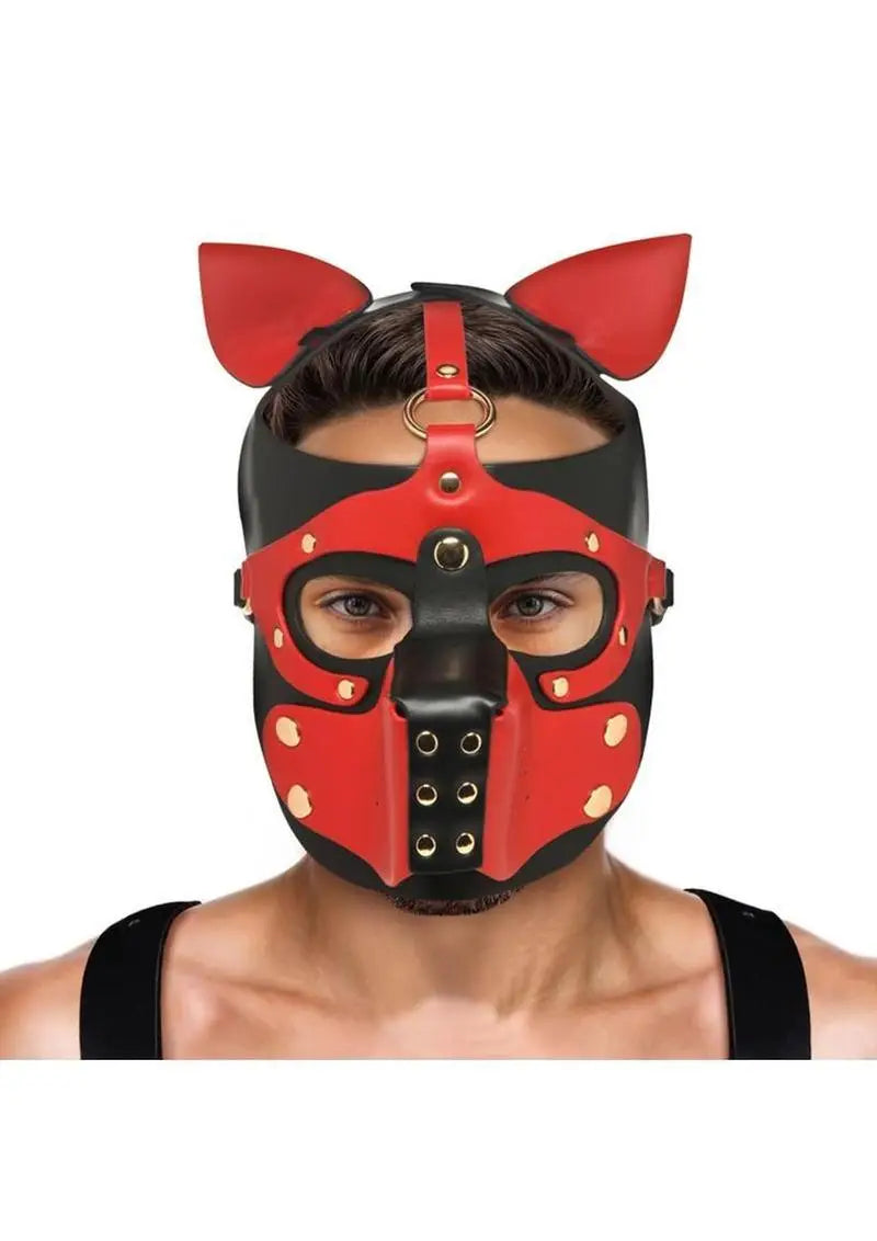 Master Series Hound Hood with Muzzle – Red/Black